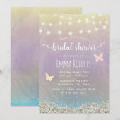 Bruiloft Elegante Waterverf Vlinder Bloem Kaart (Voorkant / Achterkant)