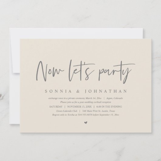 Bruiloft Elopement Celebration, Nu laten we feeste Kaart (Voorkant)