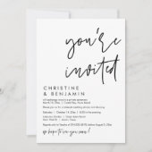 Bruiloft Elopement Diner, Modern Casual Script Kaart (Voorkant)