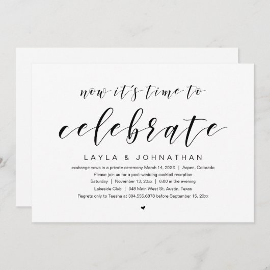 Bruiloft Elopement Feest, het is tijd om te vieren Kaart (Voorkant / Achterkant)