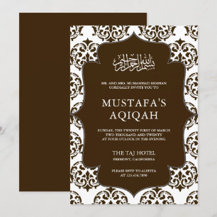 Bruiloft en Witte Damast Islamitische Aqiqah Cerem Kaart