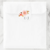 Bruiloft envelop afdichtingen / blush floral water ronde sticker (Tas)