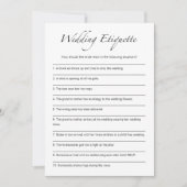 Bruiloft Etiquette Grappig Vrijgezellenfeest Game Kaart (Voorkant)