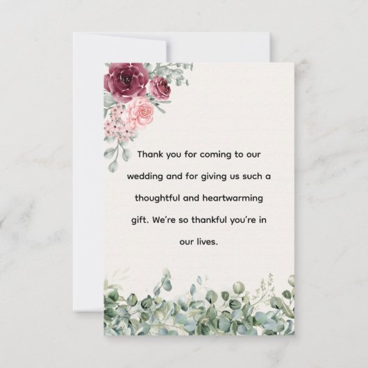 Bruiloft Eucalyptus Bloemen Bedankkaart (Achterkant)