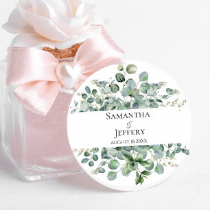 Bruiloft Eucalyptus bruid bruidegom op maat Ronde Sticker