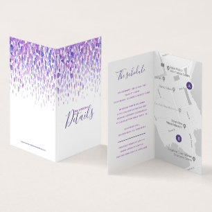 Bruiloft evenement details gast paarse schema kaar kaart