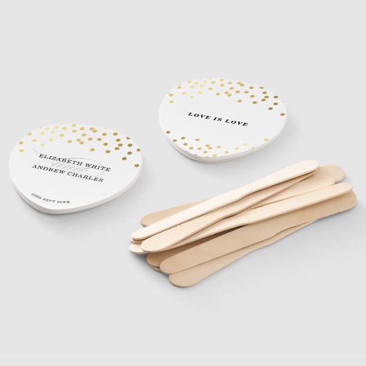 BRUILOFT FAN modern stijlvol chique gouden confett Handwaaier (Niet-gemonteerd)