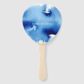 BRUILOFT FAN stijlvolle waterverf chique donkerbla Handwaaier (Achterkant)