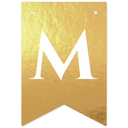 Bruiloft Faux Gold Mr & Mrs Custom Name 7 Letters Vlaggetjes (Tweede vlag)