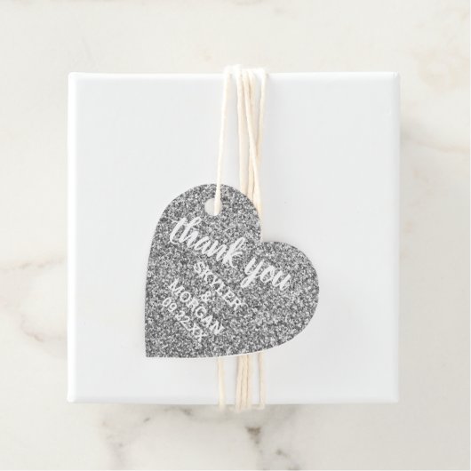 Bruiloft Faux Zilver Glitter Elegant Dank u Bedankjes Labels (In situ)