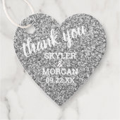 Bruiloft Faux Zilver Glitter Elegant Dank u Bedankjes Labels (Voorkant)