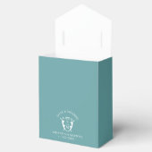 Bruiloft Favor Box Classy Monogram Crest Turquoise Bedankdoosjes (Geopend)