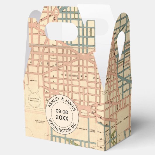 Bruiloft Favor Box met  Washington DC Kaart Bedankdoosjes (Geopend)