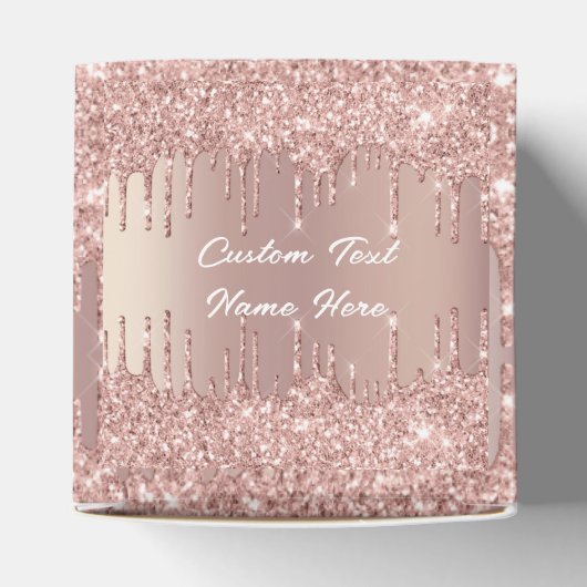 Bruiloft Favor Box Roos Gold met aangepaste tekst  Bedankdoosjes (Bovenkant)