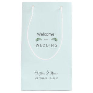 Bruiloft Favor IJsblauw Tropische Namen & Datum Klein Cadeauzakje