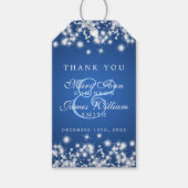 Bruiloft Favor Label Winter Sparkle Blue Cadeaulabel (Voorkant)