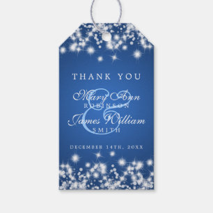 Bruiloft Favor Label Winter Sparkle Blue Cadeaulabel