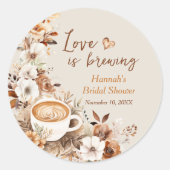Bruiloft favor met 'Love is Brewing' Ronde Sticker (Voorkant)