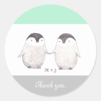 Bruiloft Favor Sticker Schattige Pinguïn Bruiloft