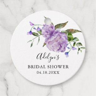 Bruiloft Favor Tags met Landelijke Paarse Bloemen Bedankjes Labels