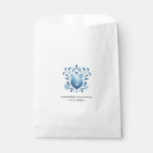 Bruiloft Favor Tassen Blauw Monogrammed Crest Bedankzakje