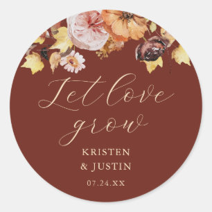 Bruiloft Favoriet Houtige Herfst Bloemige Laat Lie Ronde Sticker