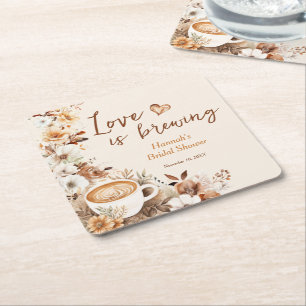 Bruiloft favoriet: Love is Brewing koffie Vierkante Kartonnen Onderzetter