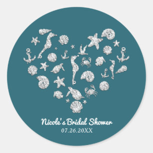 Bruiloft favoriet met diamant hart strand glamour ronde sticker