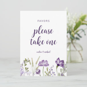 Bruiloft Favorieten Bord Paarse Lavendel Bloemkaar Kaart