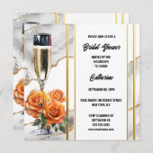 Bruiloft feest bruisende wijn oranje roos elegant feestdagenkaart (Voorkant / Achterkant)