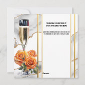 Bruiloft feest bruisende wijn oranje roos elegant feestdagenkaart (Achterkant)
