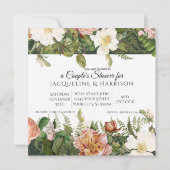 Bruiloft Feest | Forest Coral n Ivory Rozen Bloeme Kaart (Voorkant)