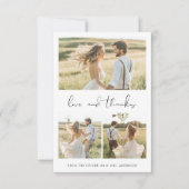 Bruiloft Feest Liefde & Dank 4 Foto Bruidsjurk Bedankkaart (Voorkant)