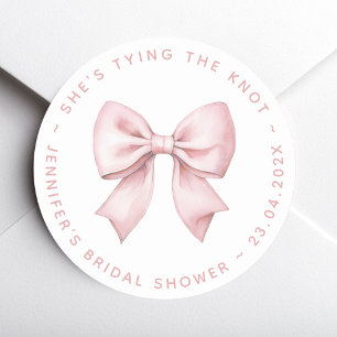 Bruiloft Feest Roze Strik Zij Krijgt Haar Trouwrin Ronde Sticker