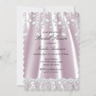 Bruiloft Feest Roze Zijde Diamant Kristal Kaart