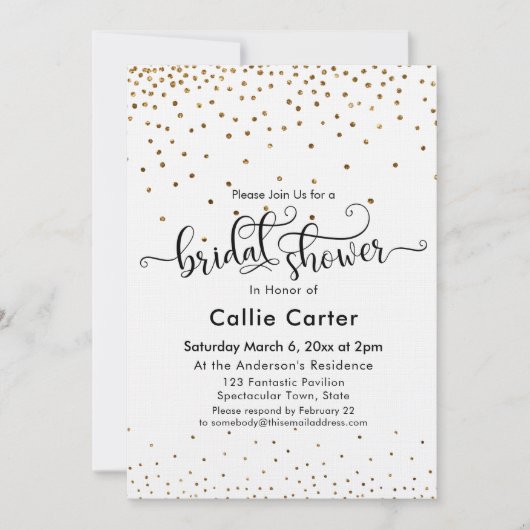 Bruiloft Feest Scriptuur Gouden Confetti Kaart (Voorkant)