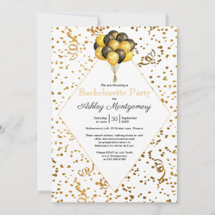 Bruiloft Feestballon Gouden Confetti Slagroom Kaart