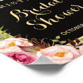 Bruiloft Feestbord Goud Glitters Bloemen Poster (Hoek)