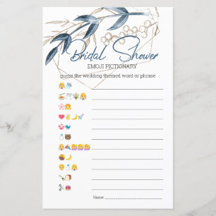 Bruiloft Feestspel Emoji Pictionary Blauw Goud