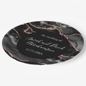 Bruiloft Formele Zwart en Roos Gouden Glitter Agaa Papieren Bordje (Gekanteld)