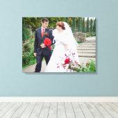 Bruiloft Foto Bruid & bruidegom Datum Namen toevoe Canvas Afdruk (Insitu (Houten vloer))