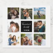 Bruiloft foto collage zwart en wit bier fles bier etiket (Enkel label)