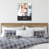 BRUILOFT FOTO DATUM heer en mevrouw monochroom zwa Canvas Afdruk (Insitu (Slaapkamer))