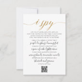 Bruiloft Foto Hunt Spel I Spy Game QR Code Kaart Notitiekaartje (Voorkant)