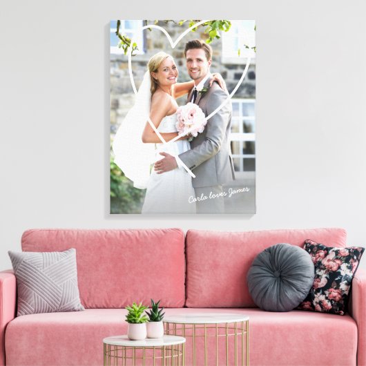 BRUILOFT FOTO schattige hand getekende hart overla Canvas Afdruk (Insitu (Woonkamer))