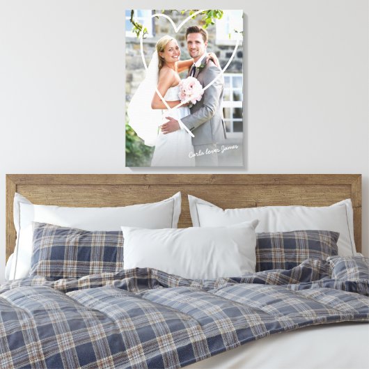 BRUILOFT FOTO schattige hand getekende hart overla Canvas Afdruk (Insitu (Slaapkamer))