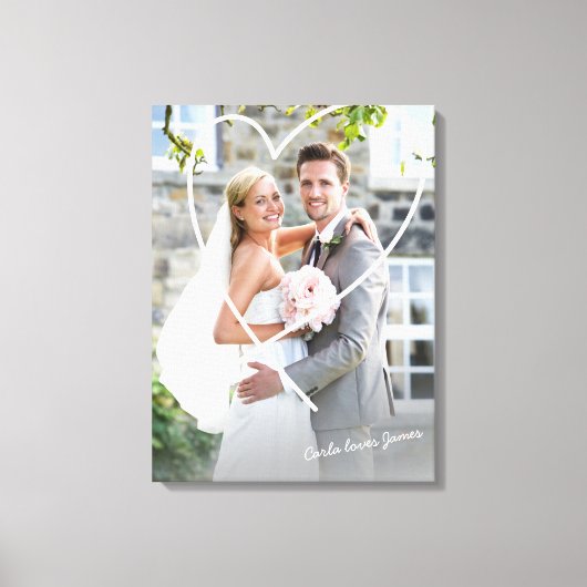 BRUILOFT FOTO schattige hand getekende hart overla Canvas Afdruk (Voorkant)