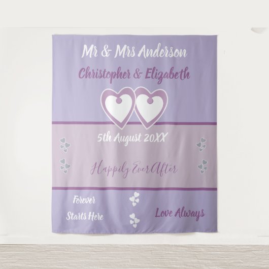 Bruiloft fotocabine Achtergrond lavendel en lila Wandkleed (Voorkant)
