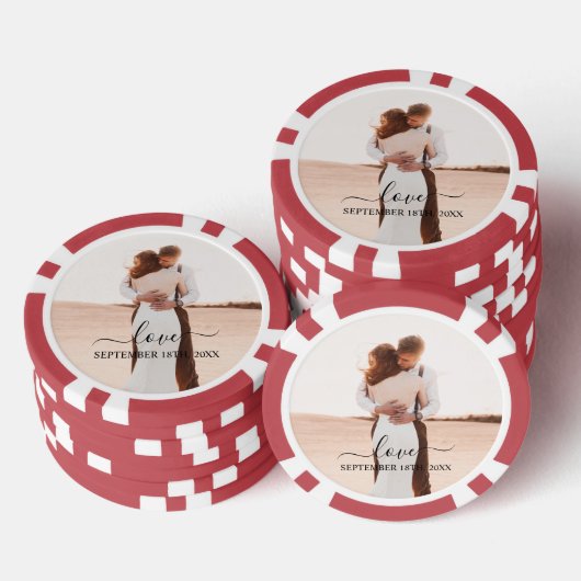 Bruiloft Fotogeheugen Liefde Script Jubileum Favor Poker Chips (Opstapeling)