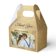 Bruiloft Gable Favor Box - Gouden Glitter